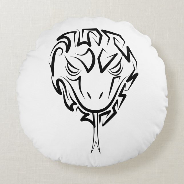 Schwarz-Weiß-Schlange Rundes Kissen (Vorderseite)