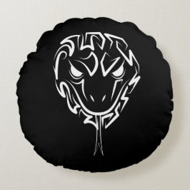 Schwarz-Weiß-Schlange Rundes Kissen
