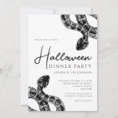 Schwarz-Weiß-Schlangen Abendessen Party Halloween Einladung (Vorderseite)