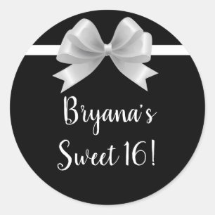 Schwarz & Weiß Schleife Klasse Elegant Glamour Ges Runder Aufkleber