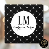 Schwarz-Weiß-Schleifen-Monogramm Fensteraufkleber