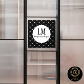 Schwarz-Weiß-Schleifen-Monogramm Fensteraufkleber