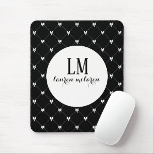 Schwarz-Weiß-Schleifen-Monogramm Mousepad