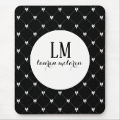 Schwarz-Weiß-Schleifen-Monogramm Mousepad (Vorne)