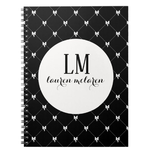 Schwarz-Weiß-Schleifen-Monogramm Notizblock (Vorderseite)