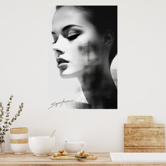 Schwarz-Weiß-Schlichte Kunst Poster (Küche)