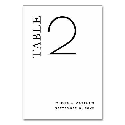 Schwarz-Weiß schlichte, saubere, minimalistische H Tischnummer (Rückseite)