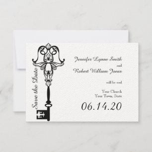 Schwarz-Weiß-Schlüssel-Hochzeit-Save-the-Date Save The Date