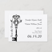 Schwarz-Weiß-Schlüssel-Hochzeit speichern Sie das Save The Date (Vorne/Hinten)