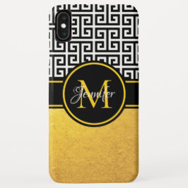 Schwarz-Weiß-Schlüsselmonogramm für Goldfolie iPhone 16 Hülle