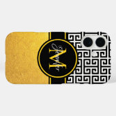 Schwarz-Weiß-Schlüsselmonogramm für Goldfolie Case-Mate iPhone Hülle (Rückseite (Horizontal))