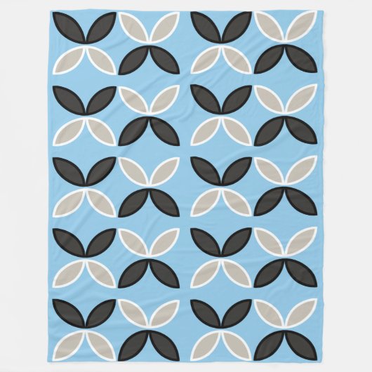 Schwarz-Weiß-Schmetterling-Blütenmuster Fleecedecke (Vorderseite)