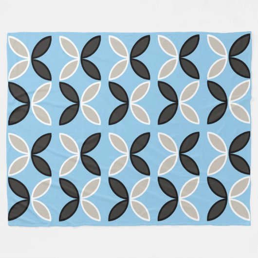 Schwarz-Weiß-Schmetterling-Blütenmuster Fleecedecke (Vorderseite (Horizontal))