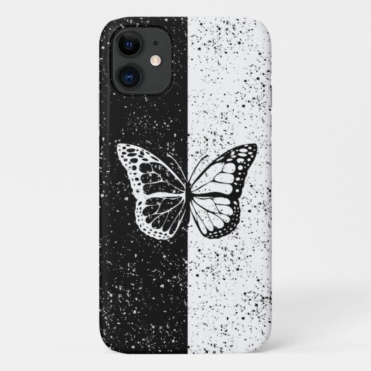 Schwarz-Weiß-Schmetterling Elegant gepunktete Klas Case-Mate iPhone Hülle (Rückseite)