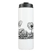 Schwarz-Weiß-Schmetterling-Flora-Reise Thermosbecher (Vorderseite)