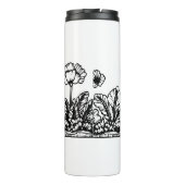 Schwarz-Weiß-Schmetterling-Flora-Reise Thermosbecher (Rückseite)