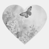 Schwarz-Weiß-Schmetterling Herz-Aufkleber (Vorderseite)