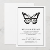 Schwarz-Weiß | Schmetterling | Hochzeit Einladung (Vorne/Hinten)