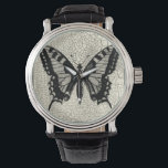Schwarz-Weiß-Schmetterling im Hintergrund Armbanduhr<br><div class="desc">Ein einfacher Schwarz-Weiß-Schmetterling steht im Mittelpunkt dieses Drucks von Vision Studio. Das zweifarbige Insekt und der gerissene Hintergrund verleihen dem Stück ein rustikales Ambiente. Bestellen Sie noch heute Ihr Exemplar!</div>