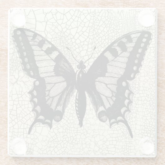 Schwarz-Weiß-Schmetterling im Hintergrund Glasuntersetzer (Rückseite)