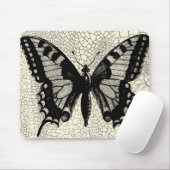 Schwarz-Weiß-Schmetterling im Hintergrund Mousepad (Mit Mouse)