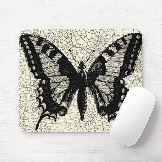 Schwarz-Weiß-Schmetterling im Hintergrund Mousepad (Mit Mouse)