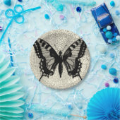Schwarz-Weiß-Schmetterling im Hintergrund Pappteller (Party)