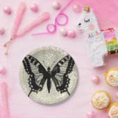 Schwarz-Weiß-Schmetterling im Hintergrund Pappteller (Party)