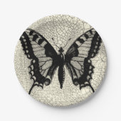 Schwarz-Weiß-Schmetterling im Hintergrund Pappteller (Vorderseite)