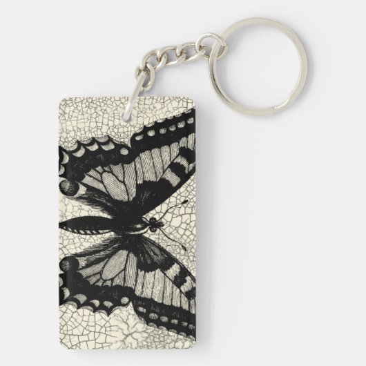Schwarz-Weiß-Schmetterling im Hintergrund Schlüsselanhänger (Rückseite)
