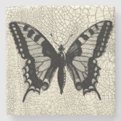 Schwarz-Weiß-Schmetterling im Hintergrund Steinuntersetzer (Vorderseite)