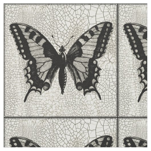 Schwarz-Weiß-Schmetterling im Hintergrund Stoff (Nahaufnahme)