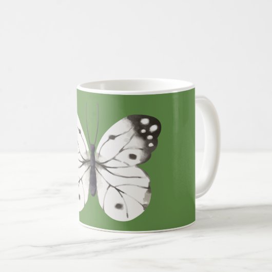 Schwarz-Weiß-Schmetterling Kaffeetasse (VorderseiteRechts)