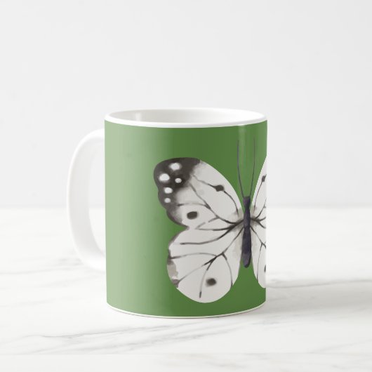 Schwarz-Weiß-Schmetterling Kaffeetasse (Vorderseite Links)