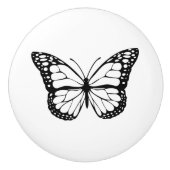 Schwarz-Weiß-Schmetterling Keramikknauf (Vorderseite)