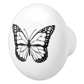 Schwarz-Weiß-Schmetterling Keramikknauf (Rechts)