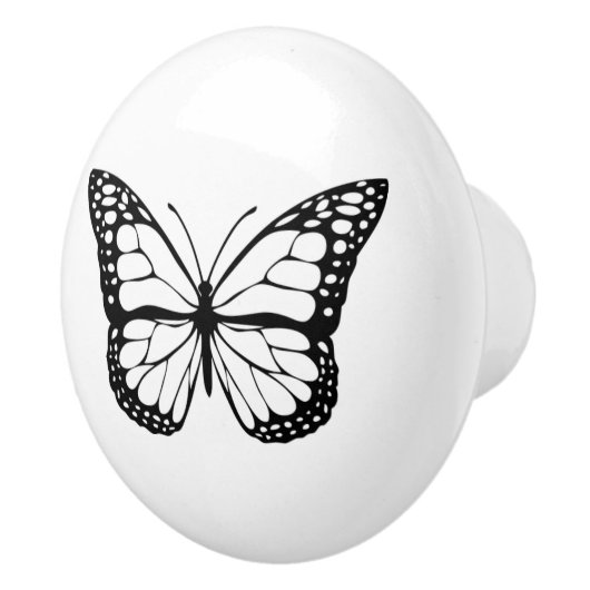 Schwarz-Weiß-Schmetterling Keramikknauf (Rechts)
