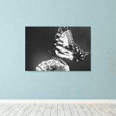 Schwarz-Weiß-Schmetterling-Leinwand Leinwanddruck (Insitu (Holzboden))