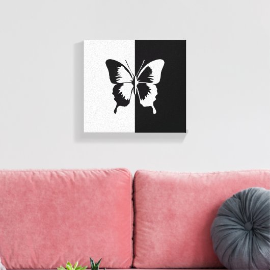 Schwarz-Weiß-Schmetterling Leinwanddruck (Insitu (Wohnzimmer))