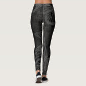 Schwarz-Weiß-Schmetterling-Linie Kunst Leggings (Rückseite)