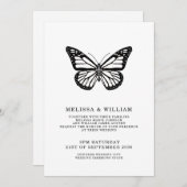 Schwarz-Weiß-Schmetterling Moderne Hochzeit Einladung (Vorne/Hinten)