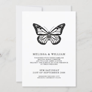 Schwarz-Weiß-Schmetterling Moderne Hochzeit Einladung