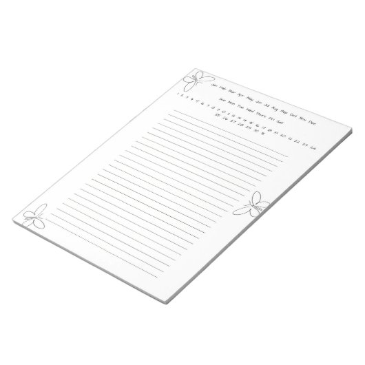 Schwarz-Weiß-Schmetterling Notizblock (angewinkelt)