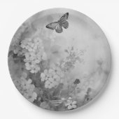 Schwarz-Weiß-Schmetterling Pappteller (Vorderseite)