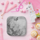 Schwarz-Weiß-Schmetterling Pappteller (Party)