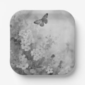 Schwarz-Weiß-Schmetterling Pappteller (Vorderseite)