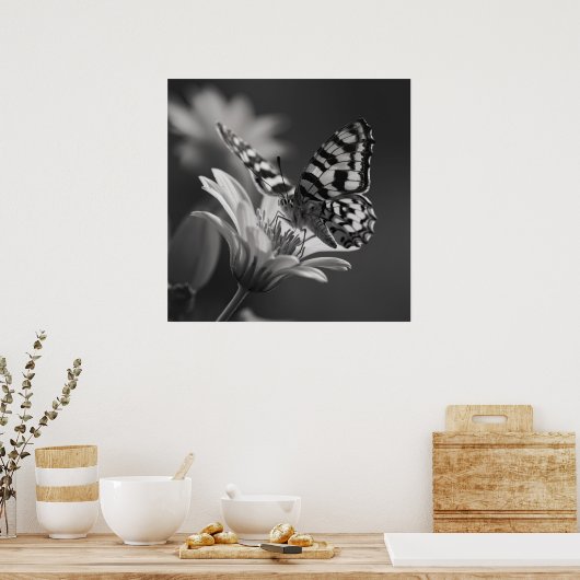 Schwarz-Weiß-Schmetterling Poster (Küche)
