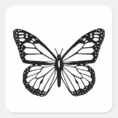 Schwarz-Weiß-Schmetterling Quadratischer Aufkleber (Vorderseite)