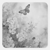 Schwarz-Weiß-Schmetterling Quadratischer Aufkleber (Vorderseite)