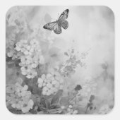 Schwarz-Weiß-Schmetterling Quadratischer Aufkleber (Vorderseite)